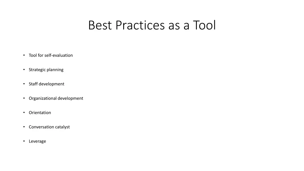 best practices as a tool