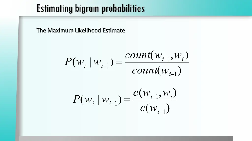 estimating bigram probabilities