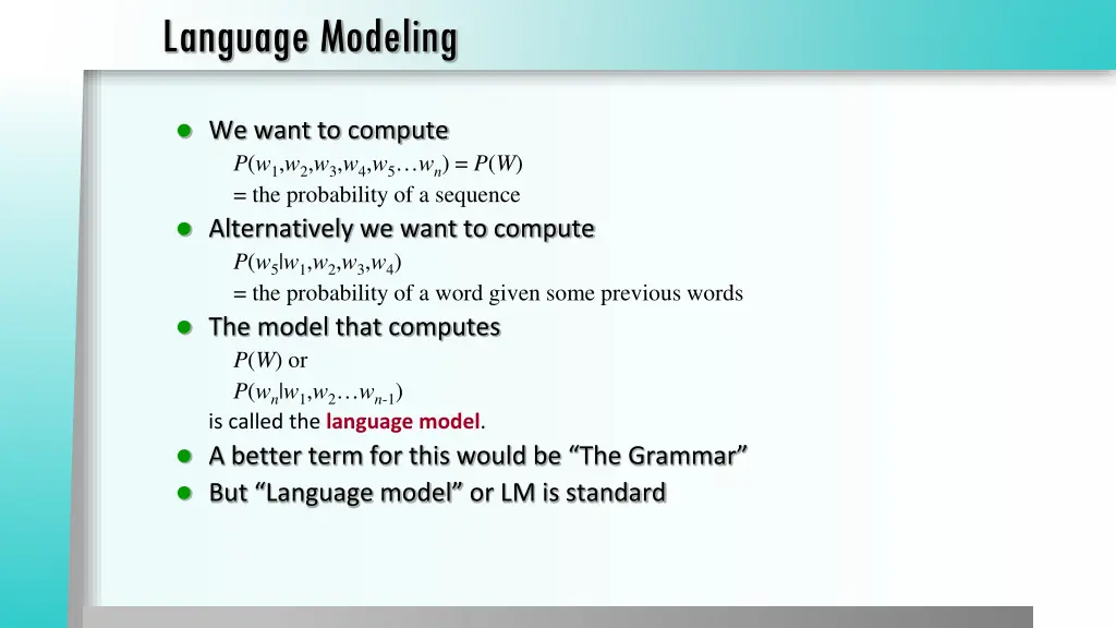 language modeling