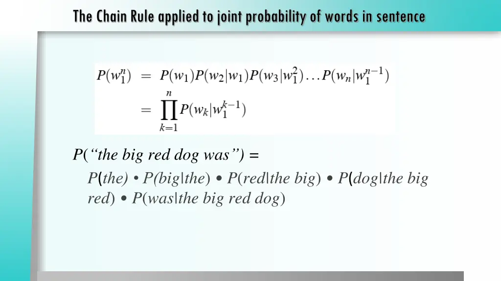 the chain rule applied to joint probability