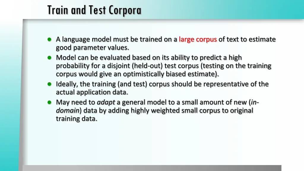 train and test corpora 1