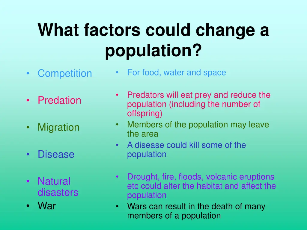 what factors could change a population