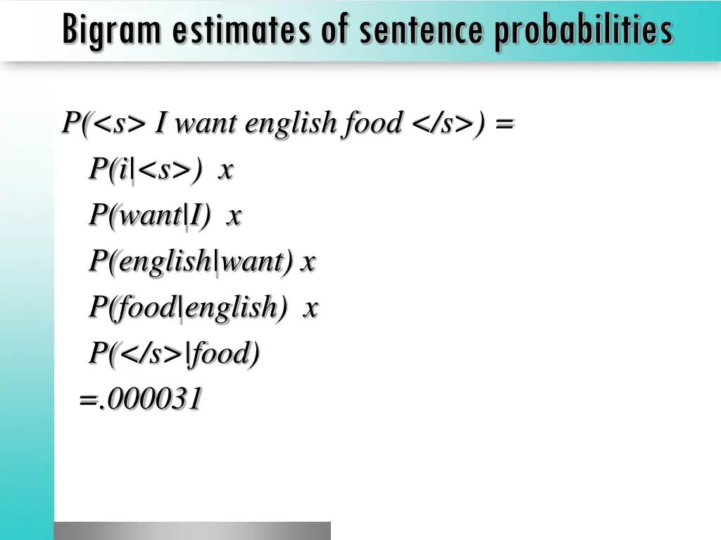 bigram estimates of sentence probabilities