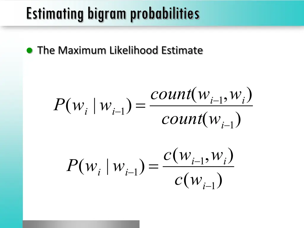 estimating bigram probabilities