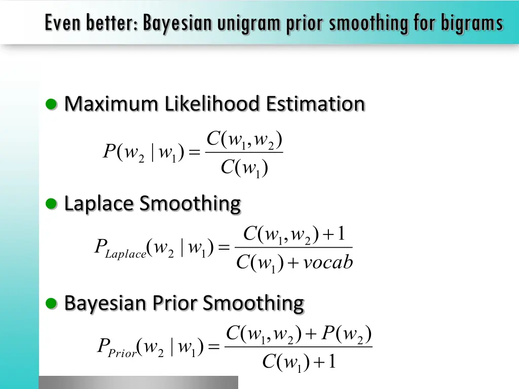 even better bayesian unigram prior smoothing