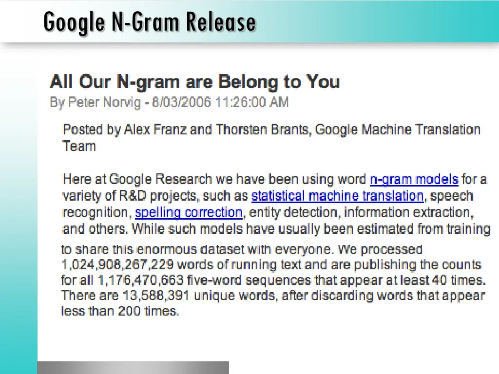 google n gram release