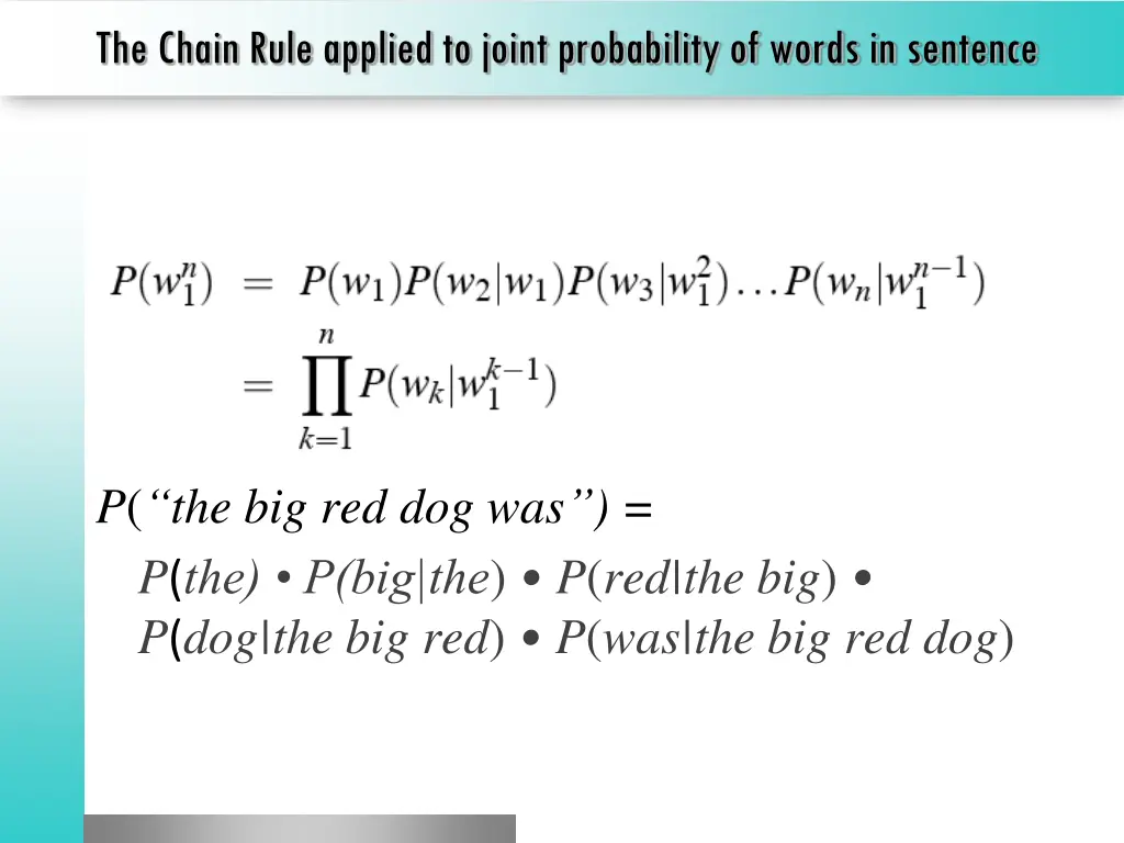 the chain rule applied to joint probability