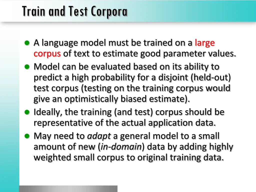 train and test corpora