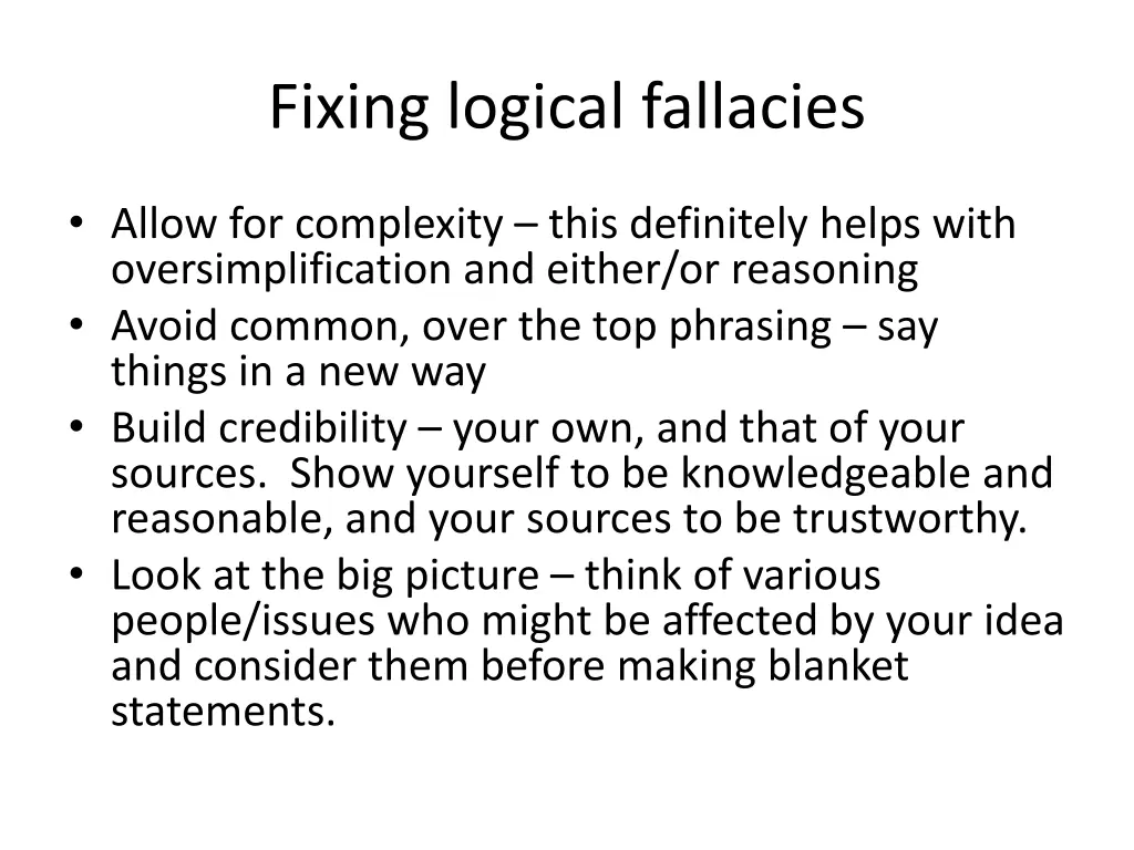 fixing logical fallacies