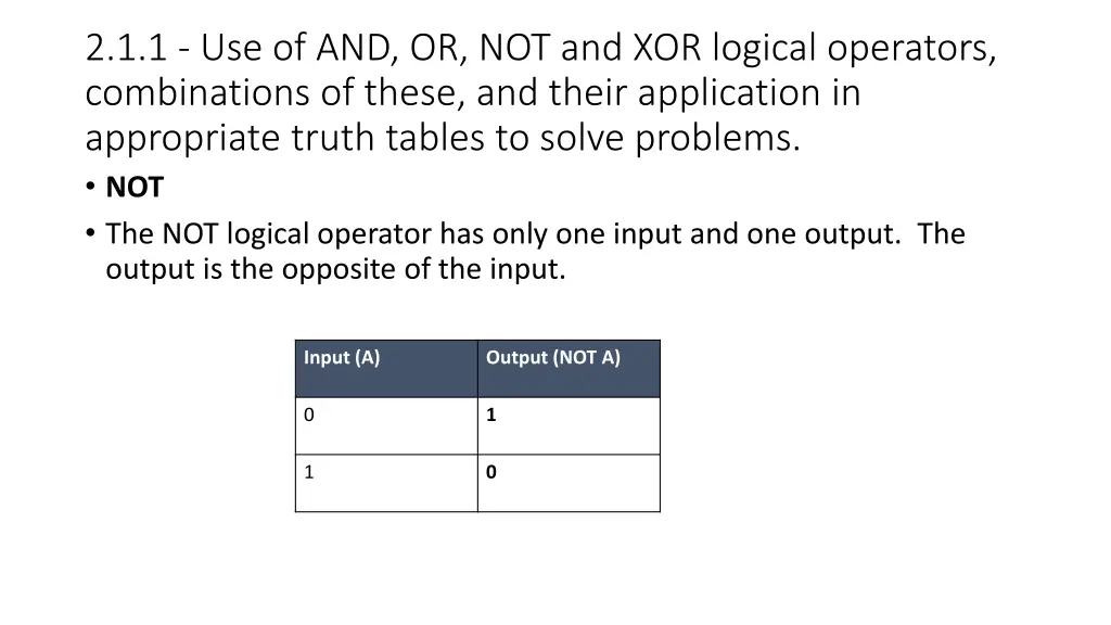 2 1 1 use of and or not and xor logical operators 1