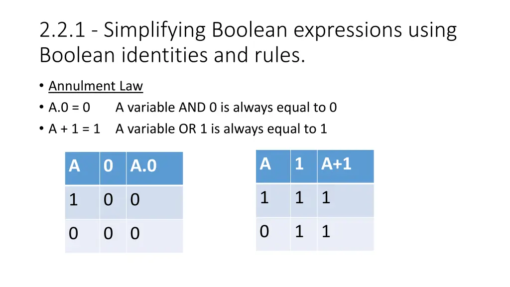 2 2 1 simplifying boolean expressions using 1