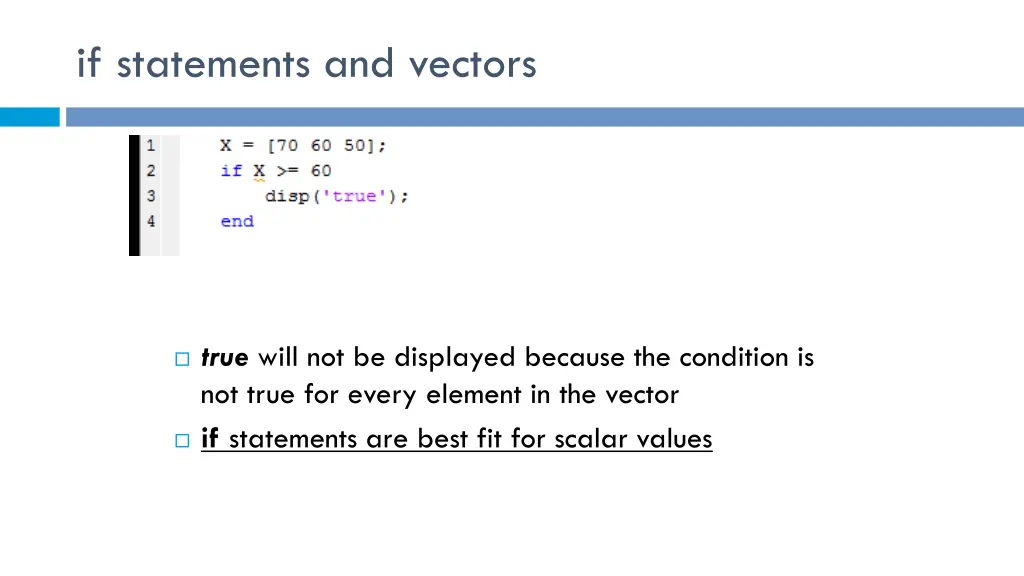 if statements and vectors 1