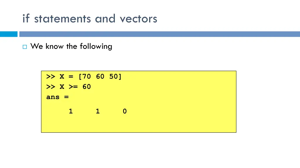 if statements and vectors