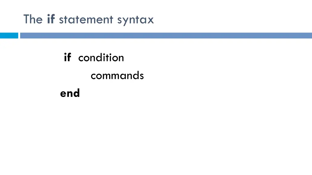 the if statement syntax