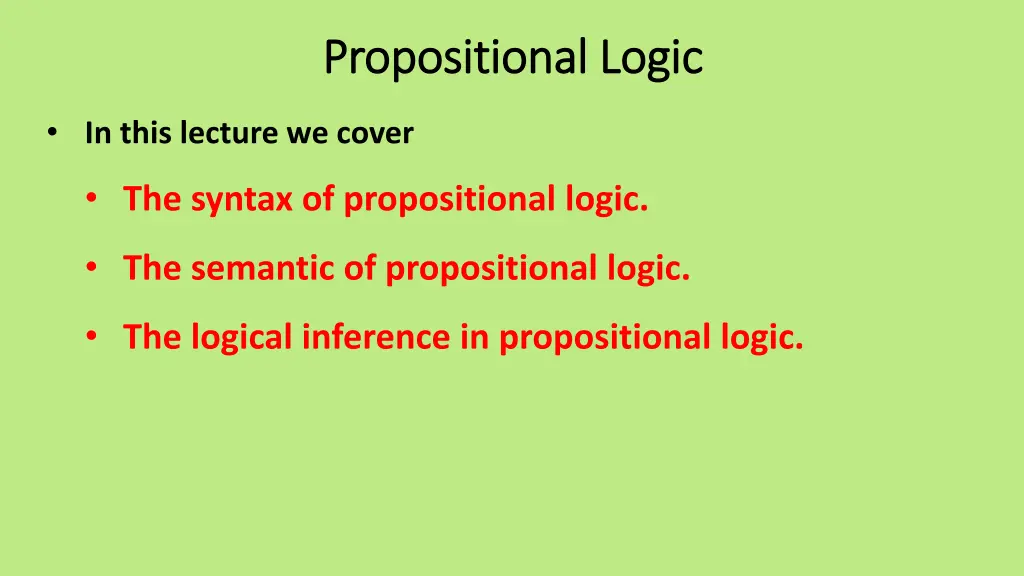 propositional logic propositional logic