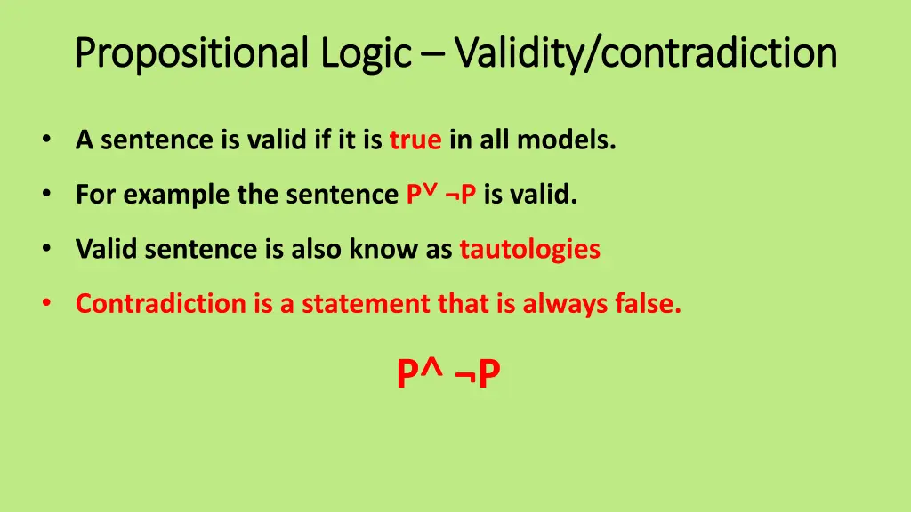 propositional logic propositional logic validity