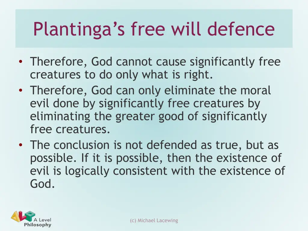 plantinga s free will defence 1