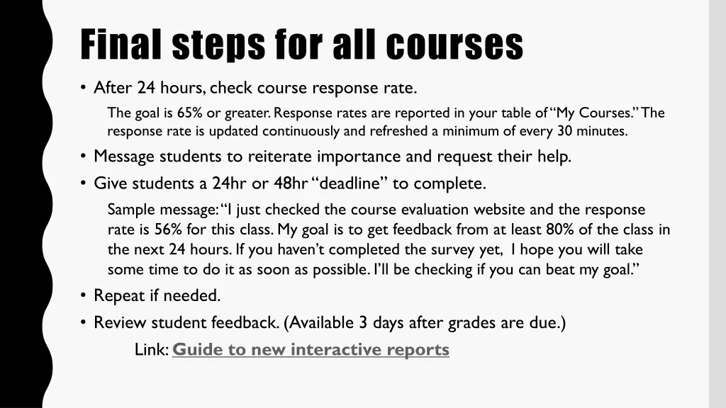 final steps for all courses