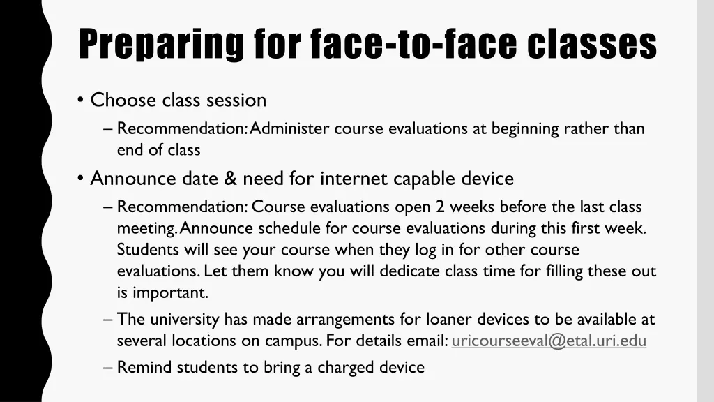 preparing for face to face classes