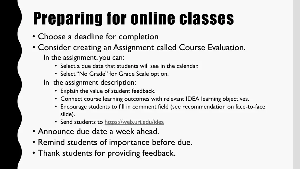 preparing for online classes choose a deadline