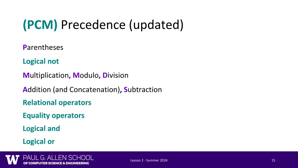 pcm precedence updated