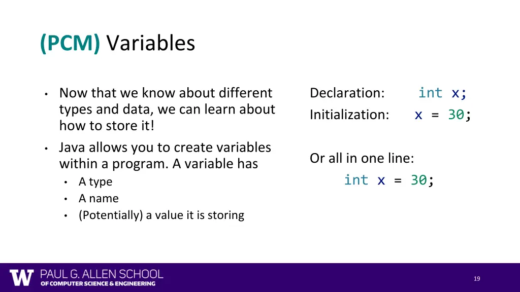 pcm variables