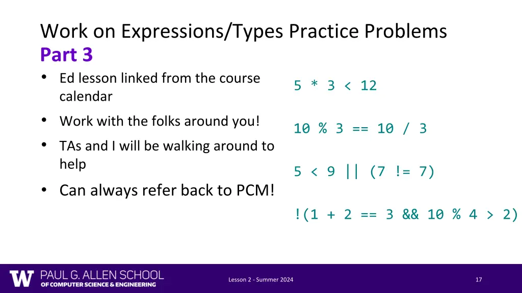 work on expressions types practice problems part 2