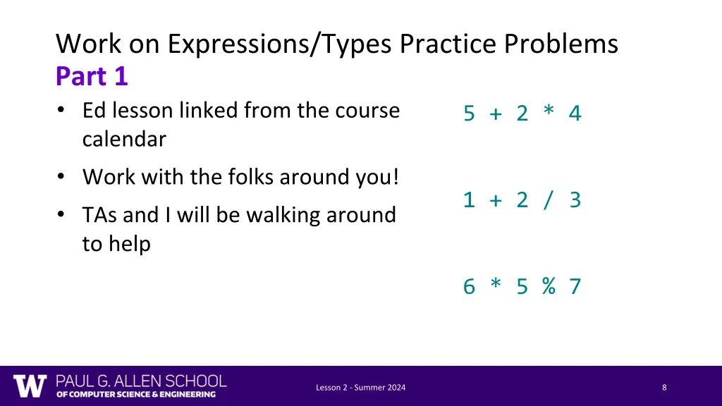 work on expressions types practice problems part