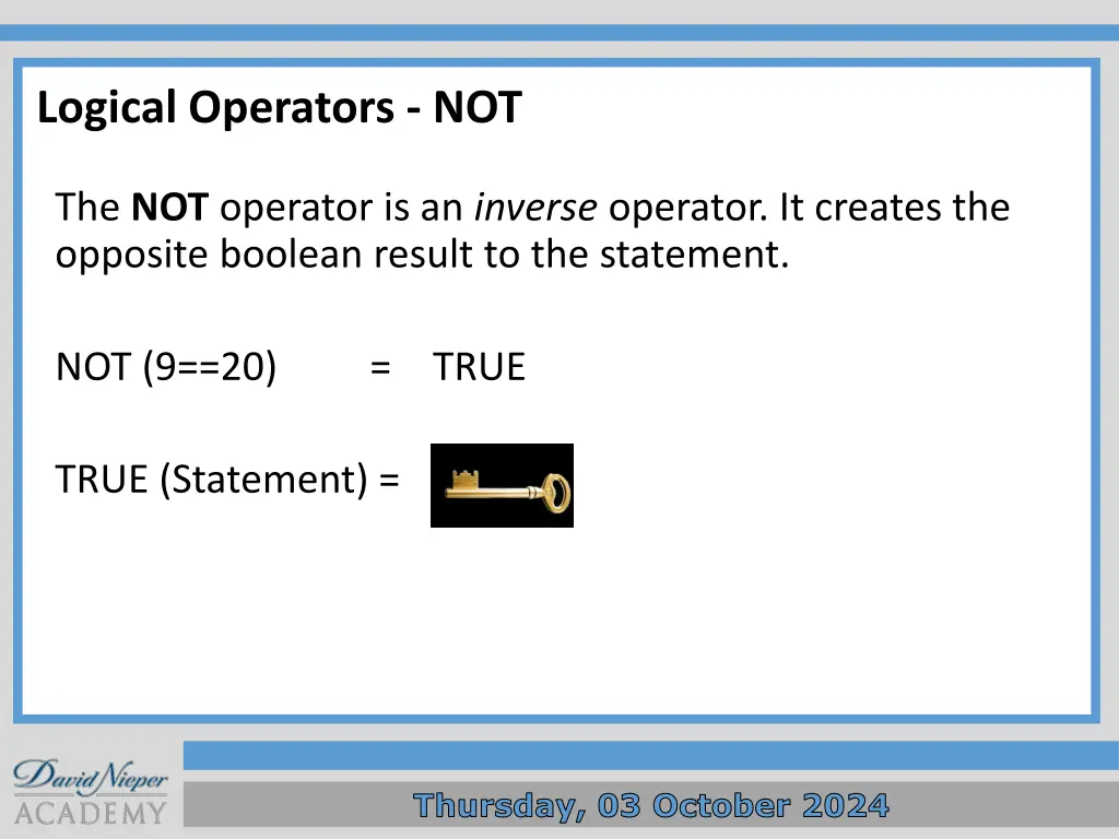 logical operators not