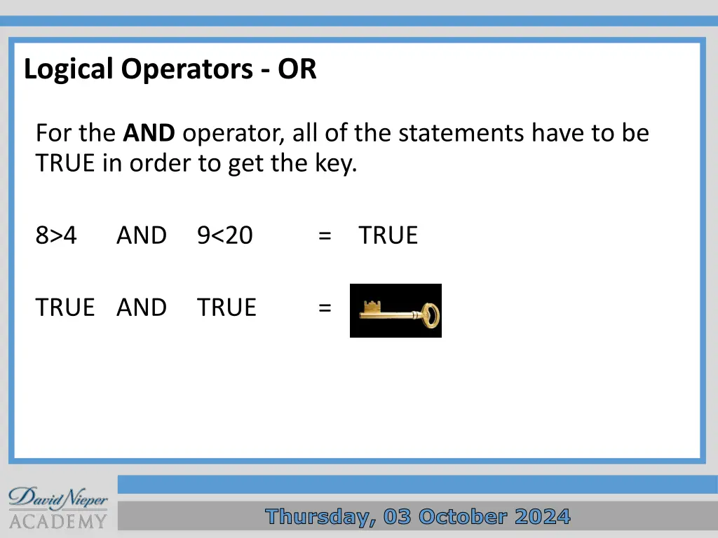 logical operators or