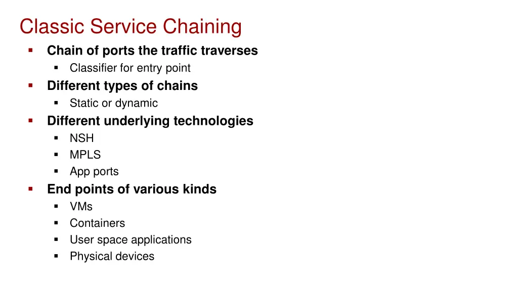 classic service chaining chain of ports