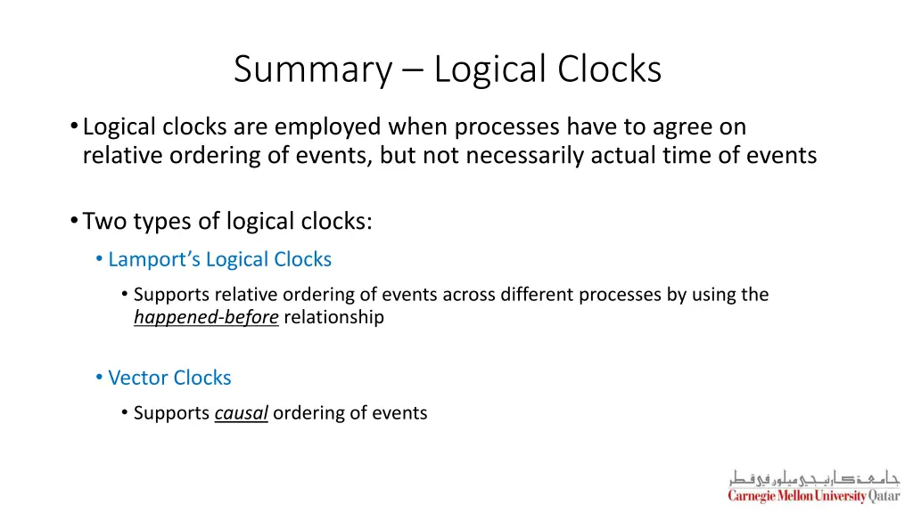 summary logical clocks