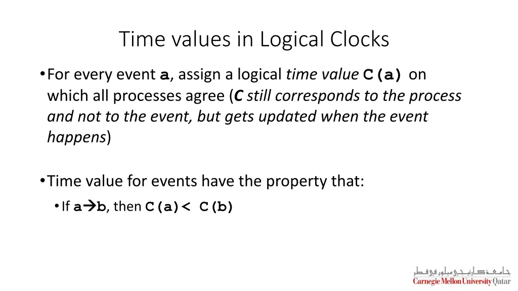 time values in logical clocks