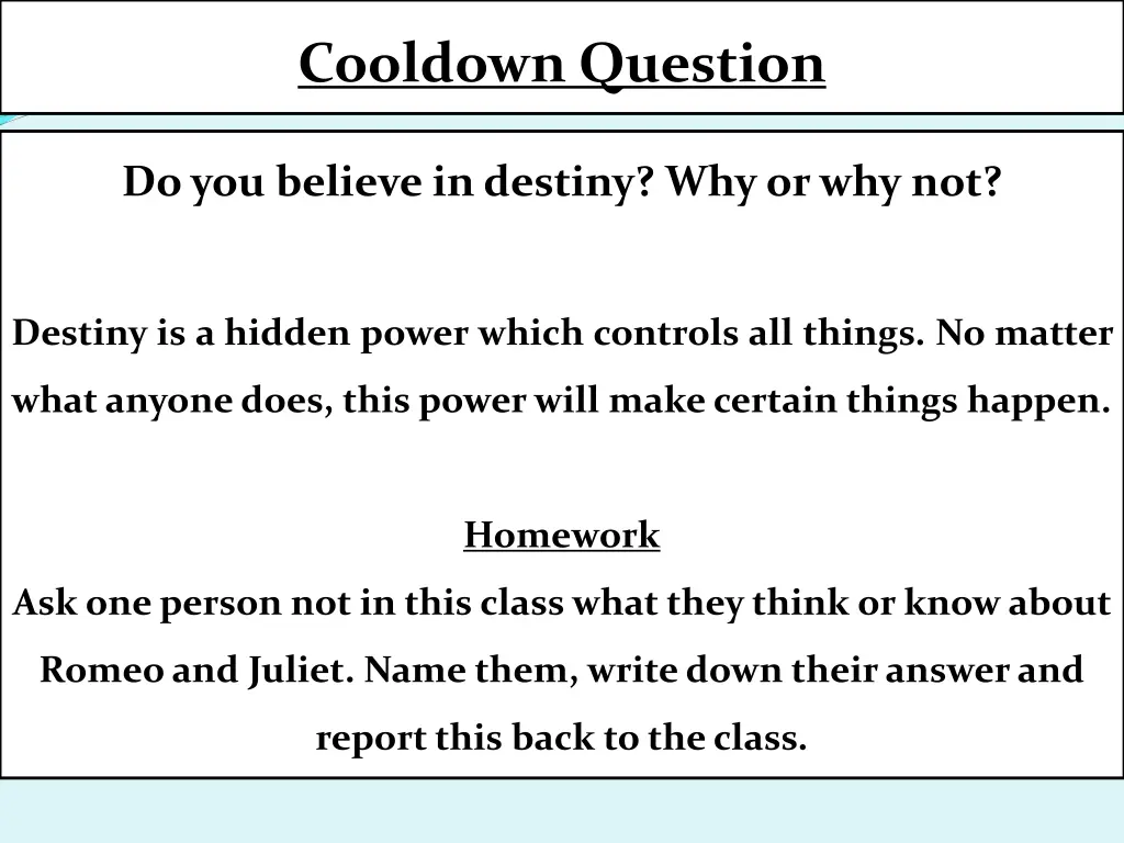 cooldown question