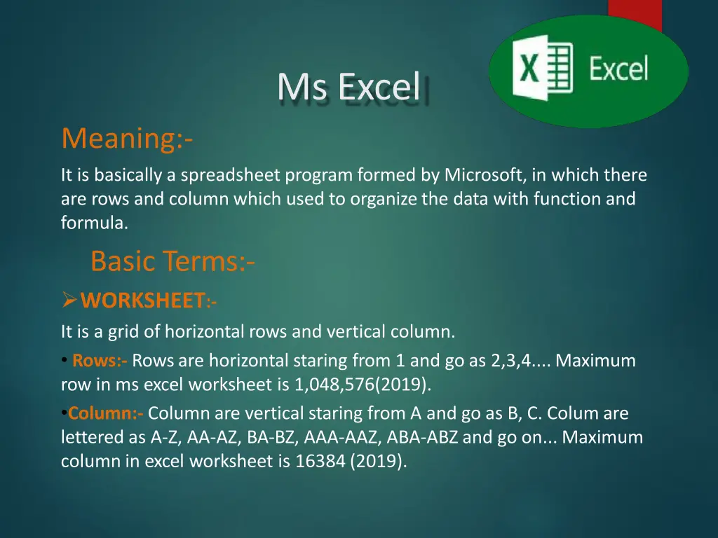 ms excel