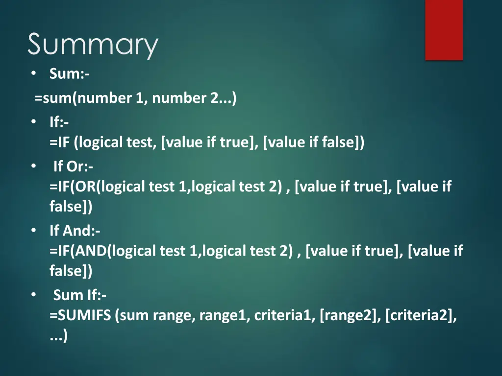 summary sum sum number1 number