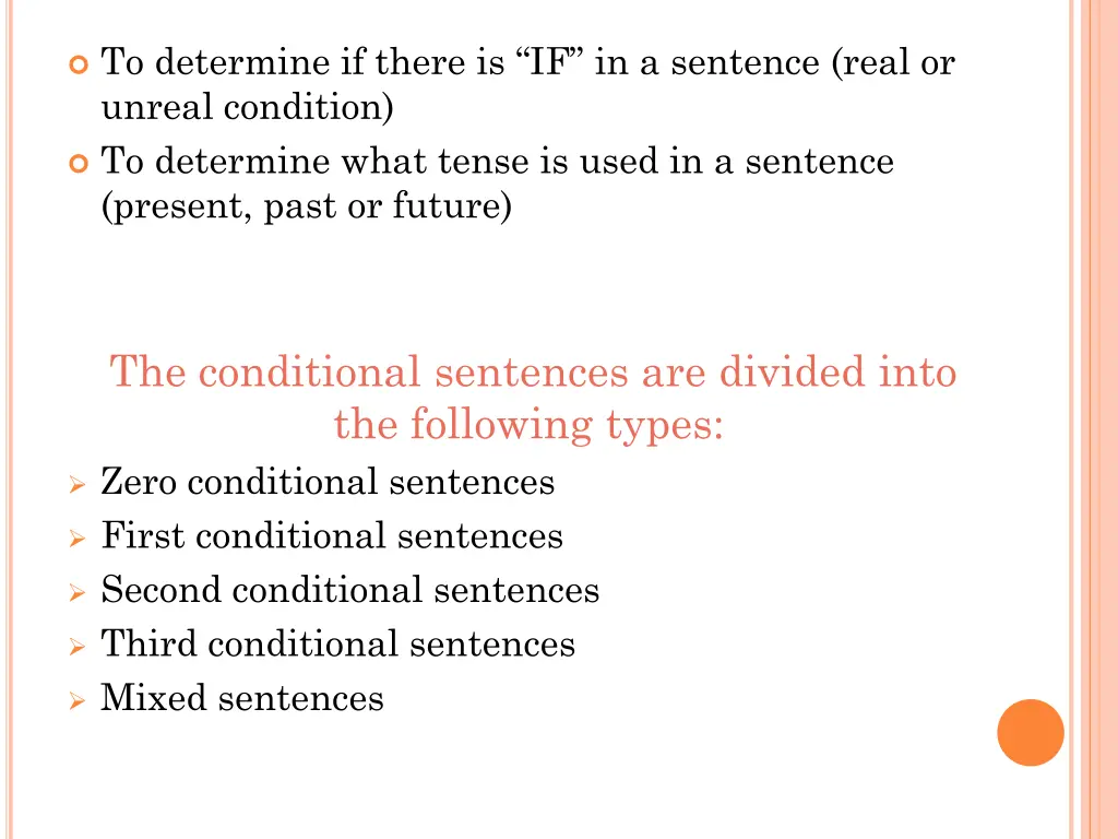 to determine if there is if in a sentence real