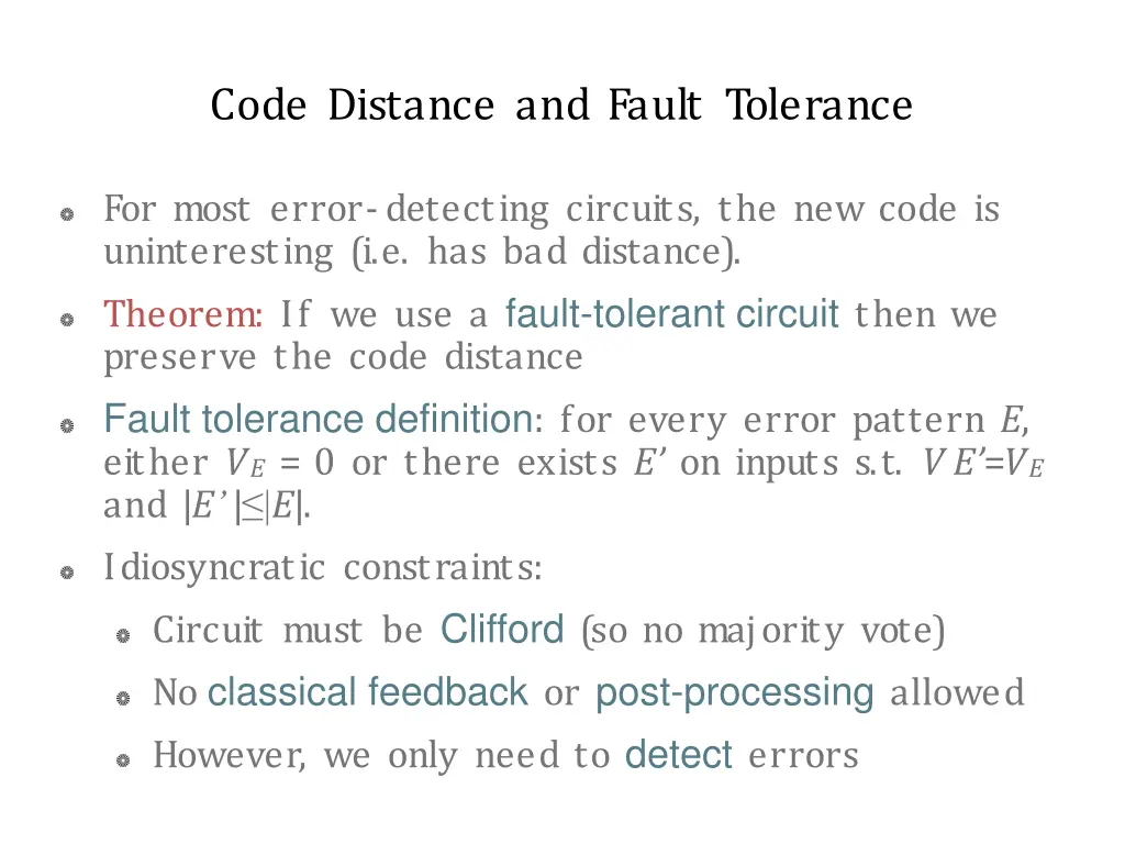 code distance and fault tolerance