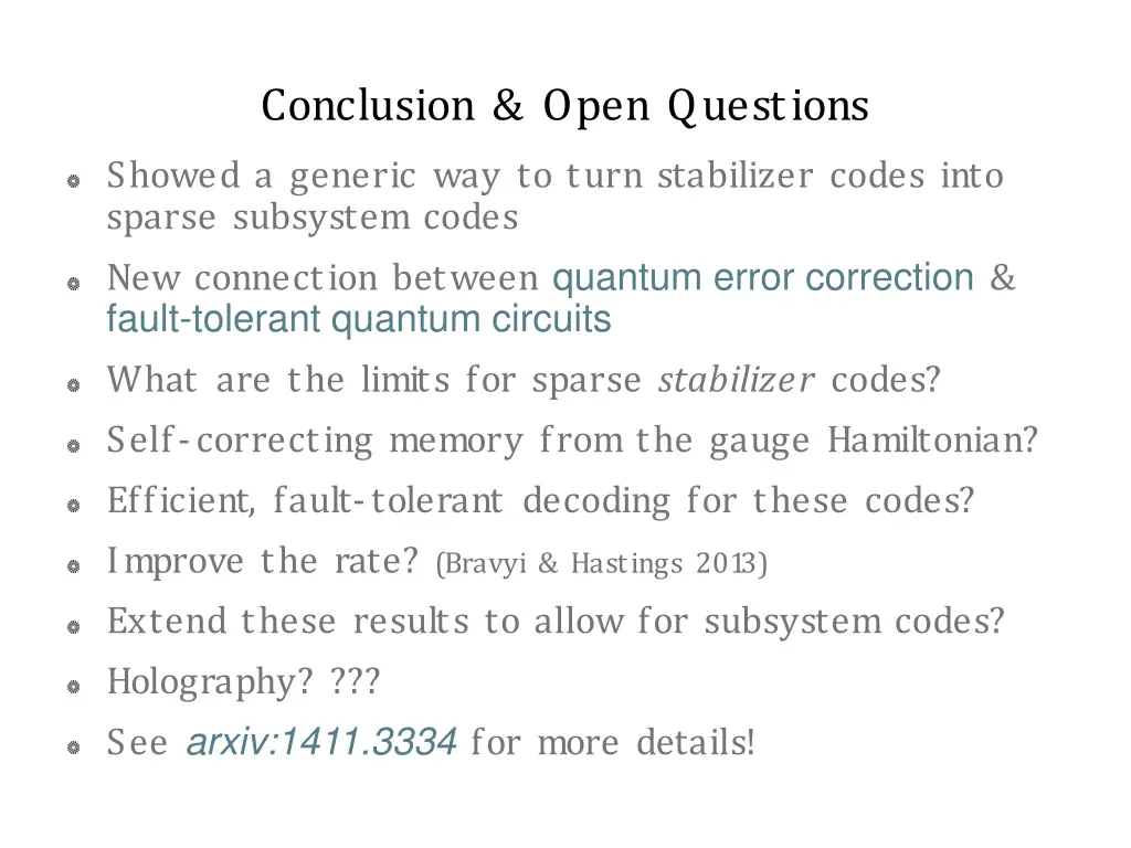 conclusion open questions