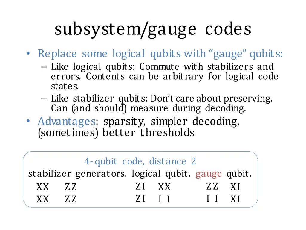 subsystem gauge codes