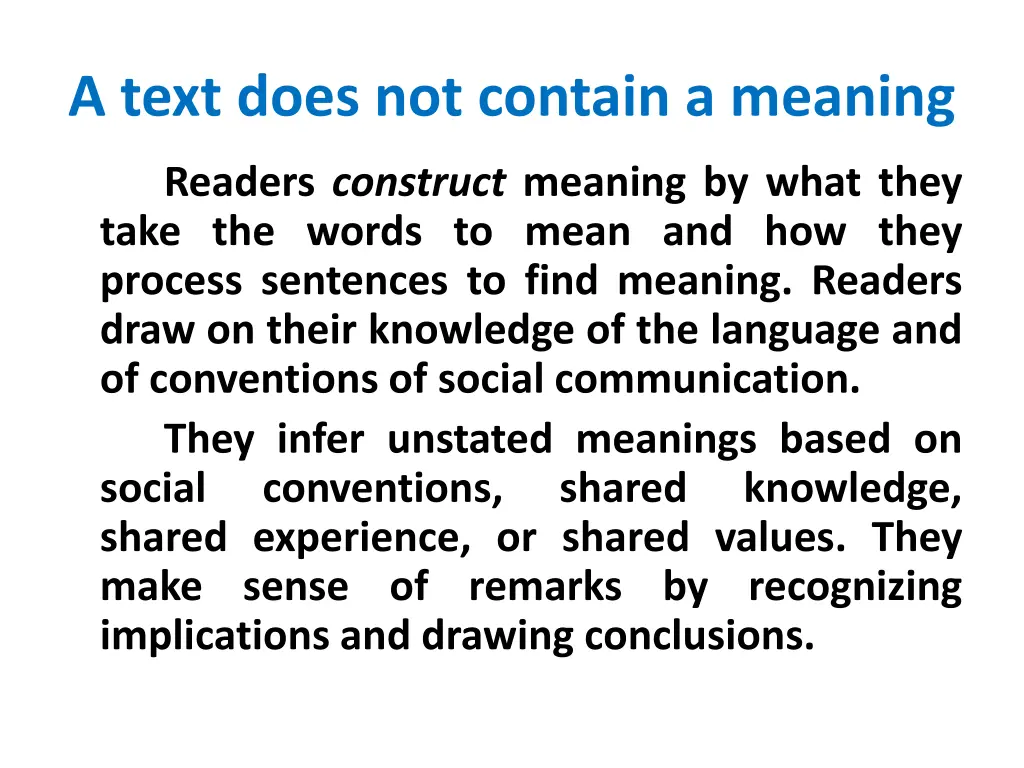 a text does not contain a meaning