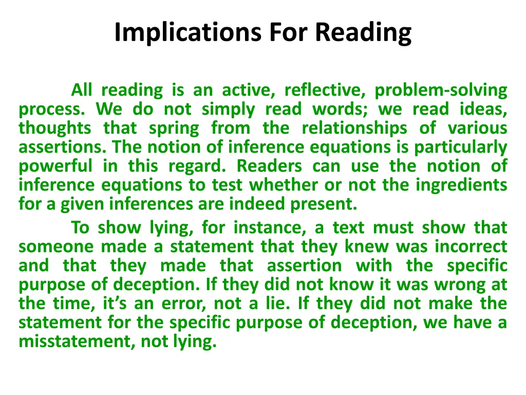 implications for reading