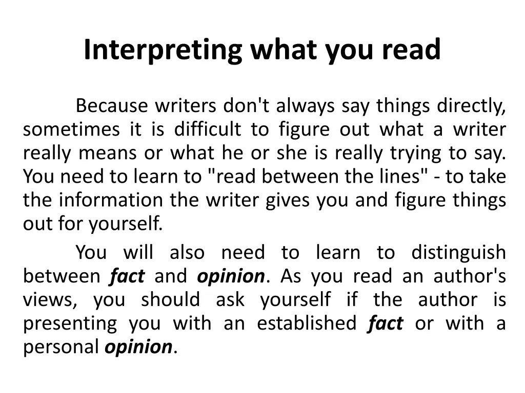 interpreting what you read