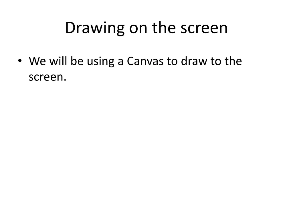 drawing on the screen