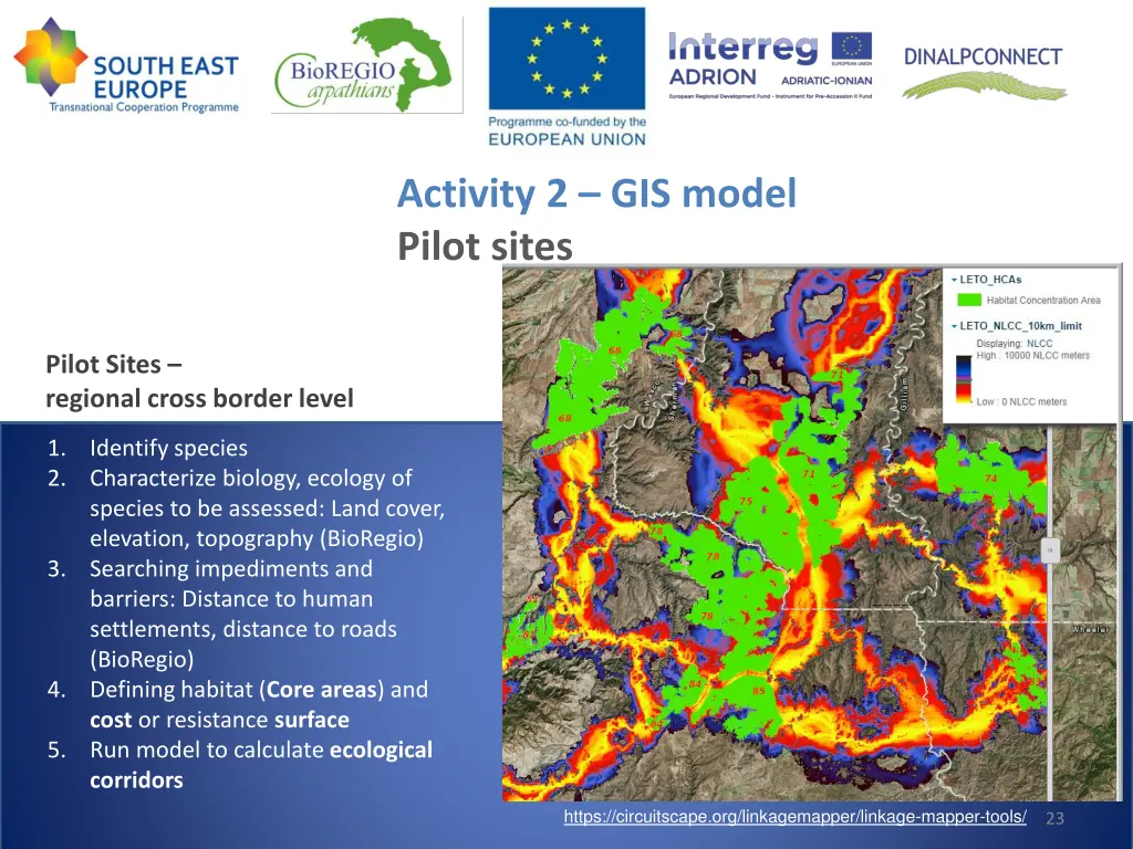 activity 2 gis model pilot sites