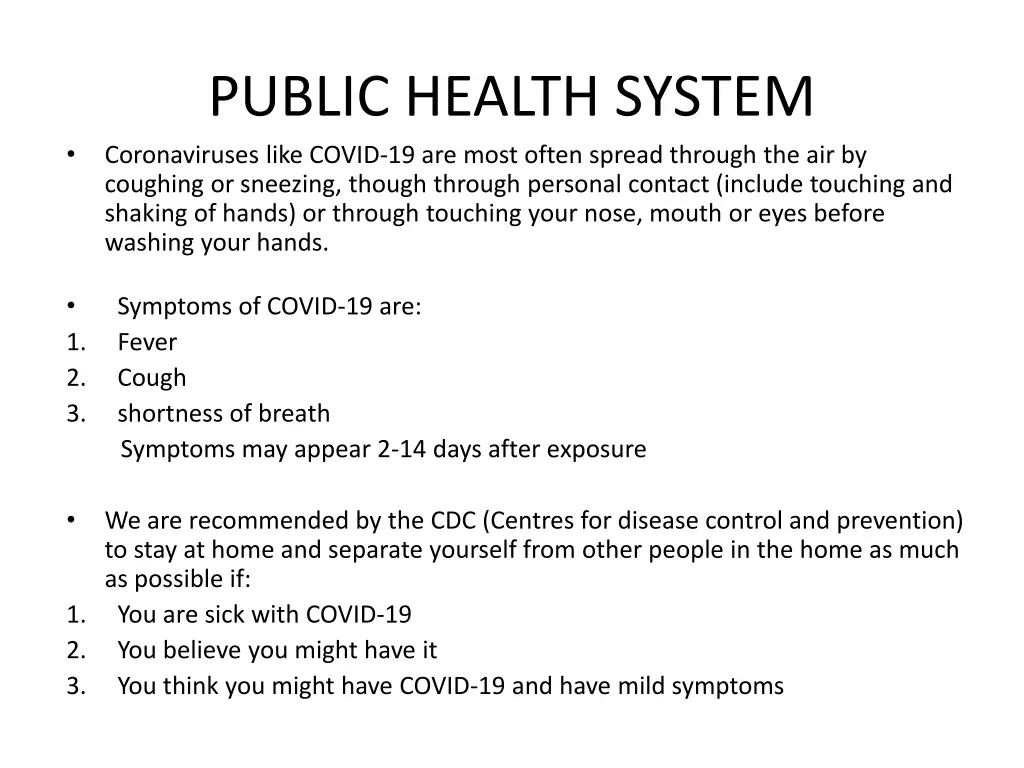 public health system coronaviruses like covid