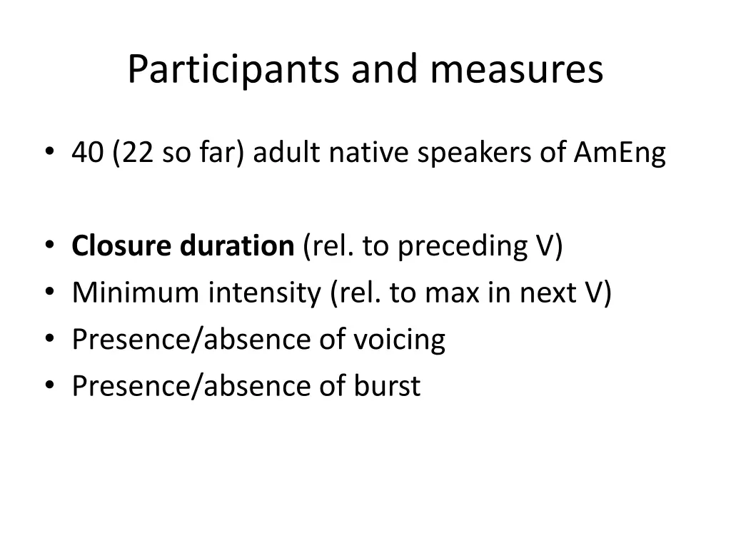 participants and measures