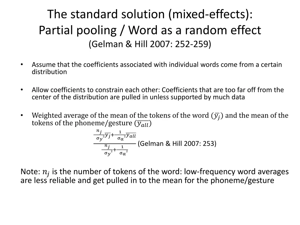 the standard solution mixed effects partial