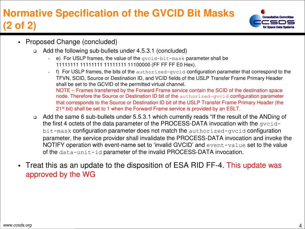 normative specification of the gvcid bit masks 1