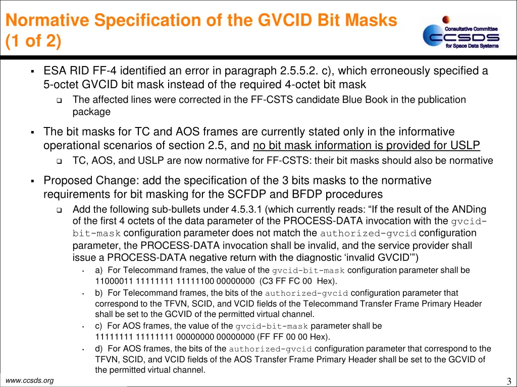 normative specification of the gvcid bit masks